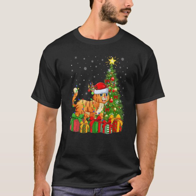 Bobcat  Xmas Holiday Santa Bobcat Christmas Tree T Shirt (Framsida)