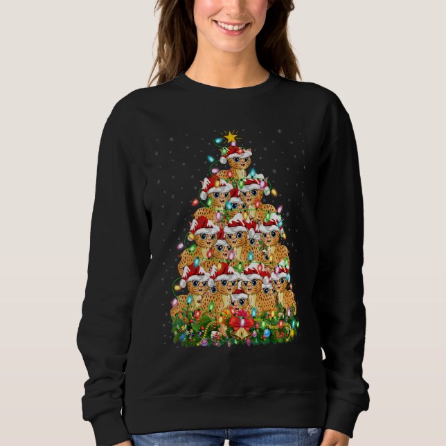 Bobcat   Xmas Lights Santa Bobcat Christmas Tree T Shirt (Framsida)