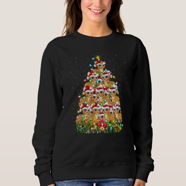 Bobcat  Xmas Lights Santa Bobcat Christmas Tree T Shirt (Framsida)