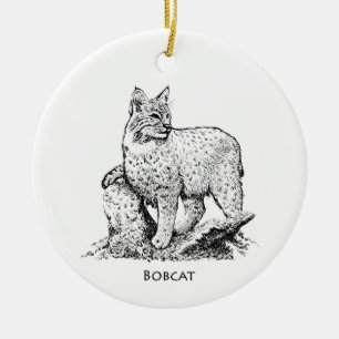 Bobcatillustration Julgransprydnad Keramik