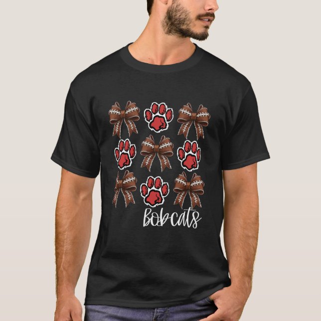Bobcats Football Bugar Schoolanda Dag Röda B T Shirt (Framsida)