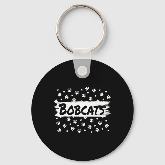 Bobcats Maskot Skolanda Män Kvinnor Leopard Foo Nyckelring (Framsida)