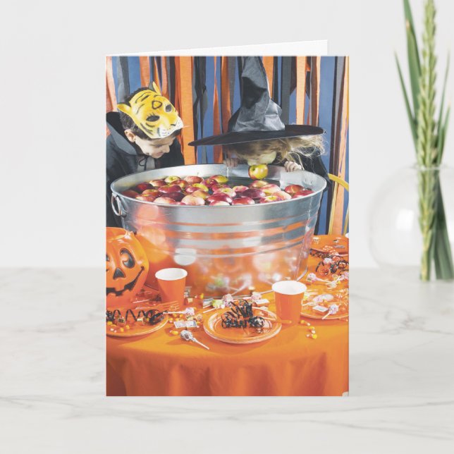 Bobning Apples children Halloween anpassade card Kort (Framsida)
