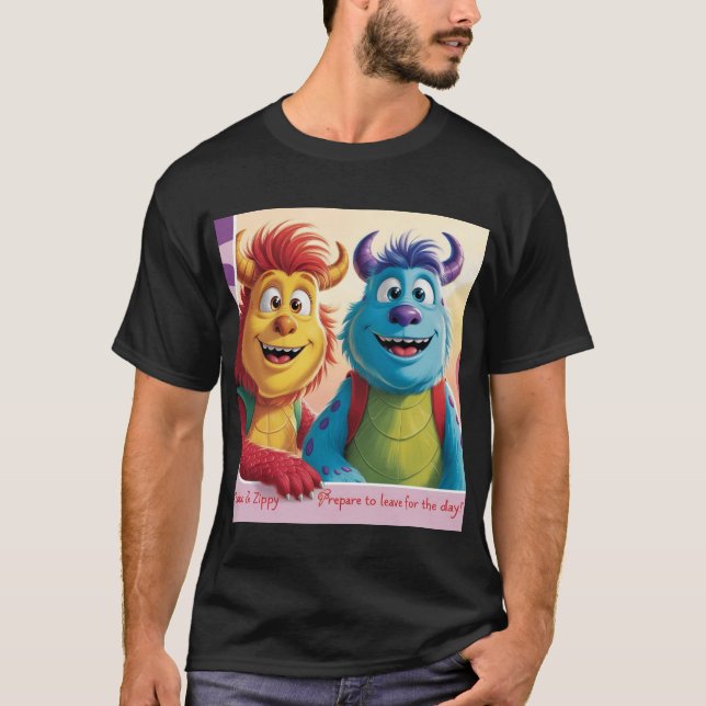 "Bobo and Zippy: Bright Friends in a Monster World T Shirt (Framsida)