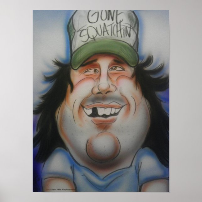 Bobo Bigfoot Caricature Skriv ut Poster (Framsidan)
