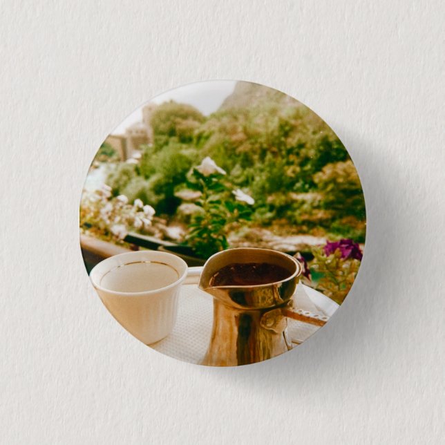 Bobosk kaffebrytning i Mostar Knapp (Framsida)