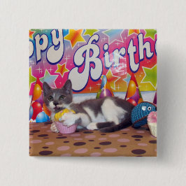 Bob's Birthday Button - Cat / Kitten Knapp