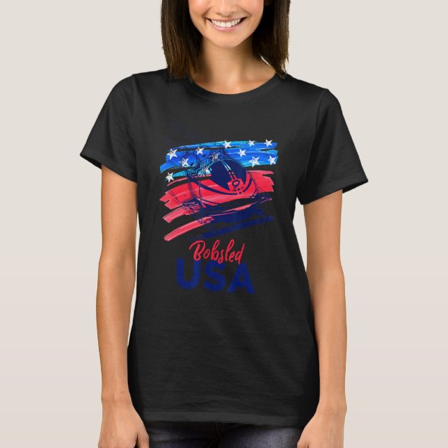 Bobsled USA Support Team T USA flagga Skeleton W T Shirt (Framsida)