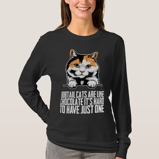 Bobtail cat Bobtail mom Bobtail dad T Shirt (Framsida)