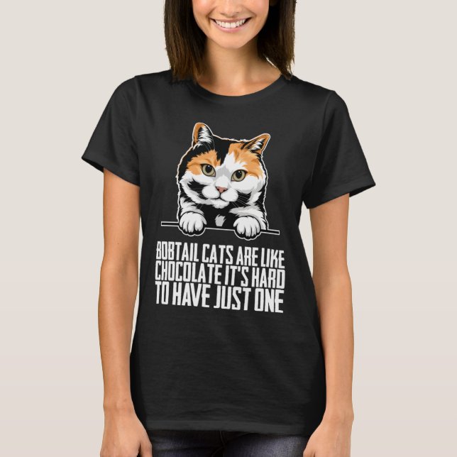 Bobtail cat Bobtail mom Bobtail dad T Shirt (Framsida)