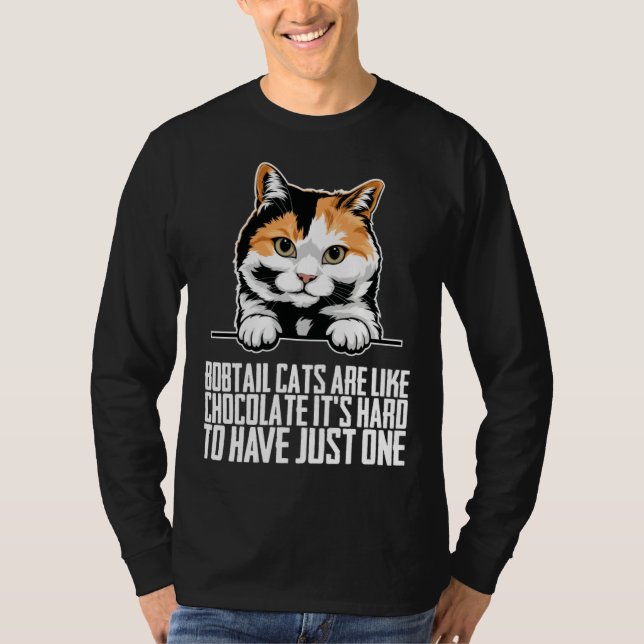 Bobtail cat Bobtail mom Bobtail dad T Shirt (Framsida)