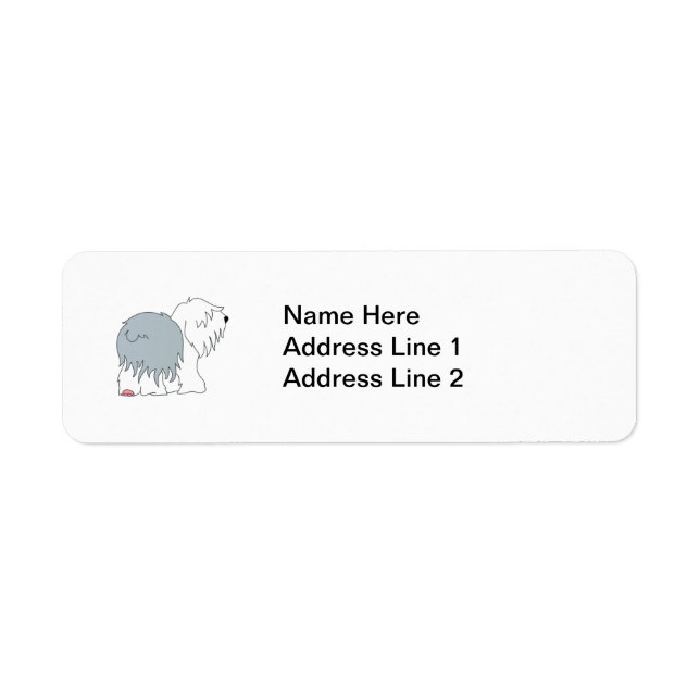 Bobtail Sheepdog Returadress Etikett (Framsidan)