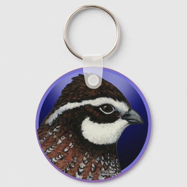 Bobwhite Quail Head Circle Nyckelring (Framsida)