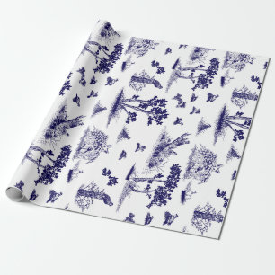 Bobwhite Quail Toile De Jouy Marin och vit Presentpapper