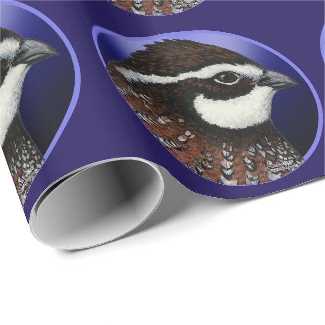 Bobwhite Vaktel Huvud Cirkel Presentpapper (Rullad Hörn)