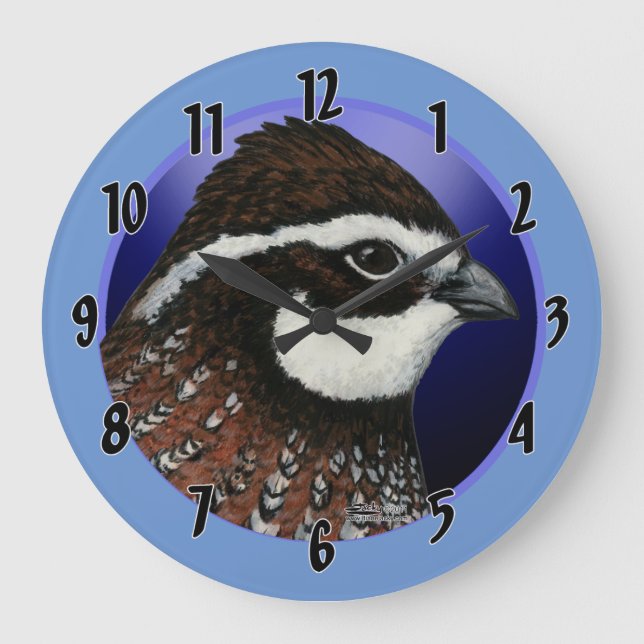 Bobwhite Vaktel Huvud Cirkel Stor Klocka (Framsida)