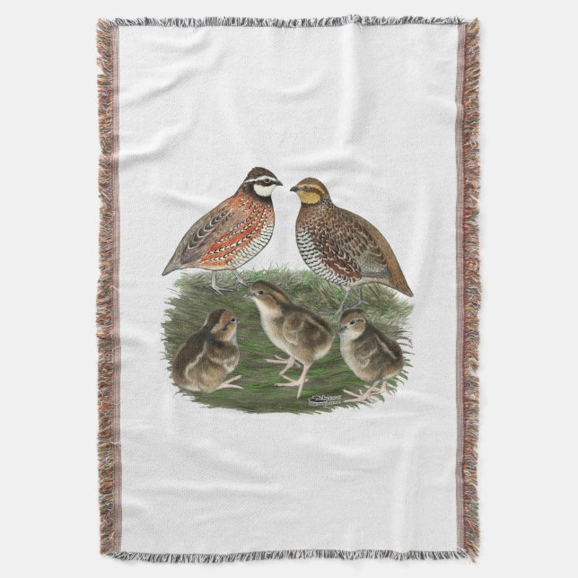 Bobwhite Vaktelfamilj Filt (Framsidan Vertikal)