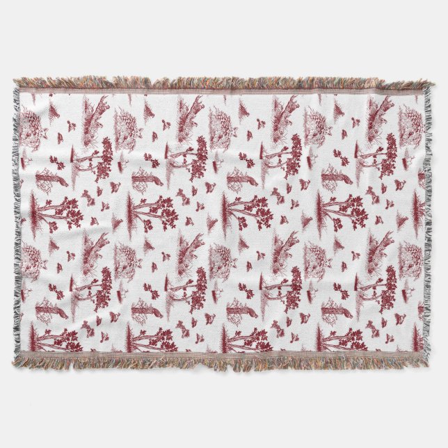 BobwhiteQuail Toile De Jouy Cranberry kast Mysfilt (Framsidan)