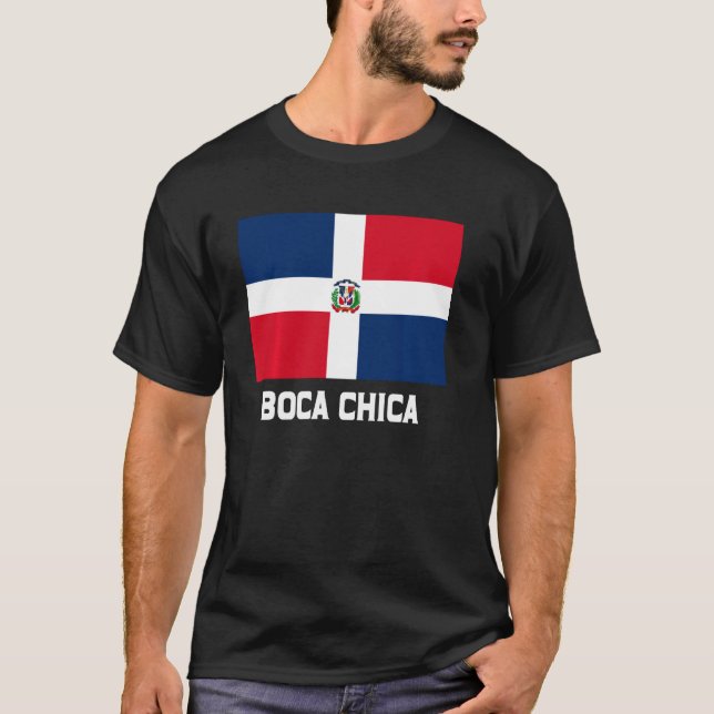 Boca Chica Dominikanska republiken Flagga Emblem E T Shirt (Framsida)
