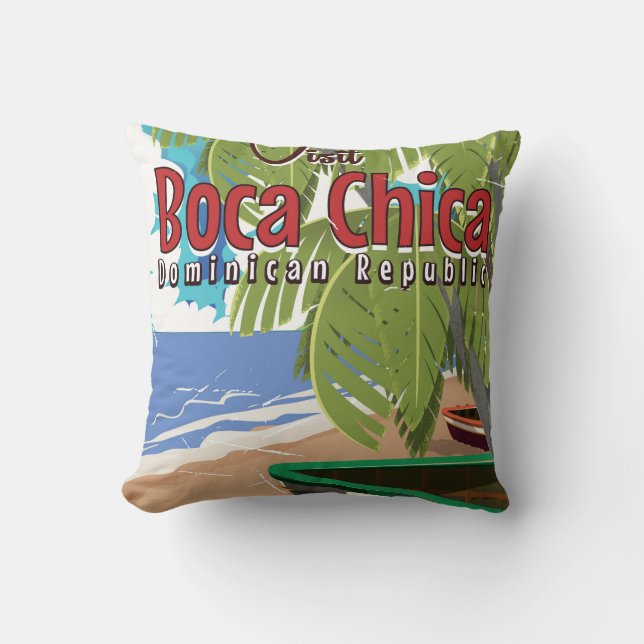 Boca Chica vintage reseaffisch Kudde (Framsida)