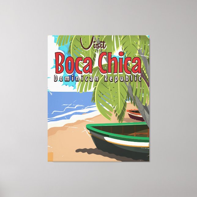 Boca Chica vintage resor poster Canvastryck (Framsida)