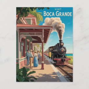 Boca Grande Gasparilla vintage järnvägsstation Vykort