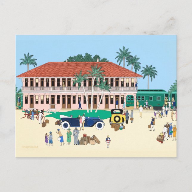 Boca Grande järnvägsstation 1928 Vykort (Framsida)