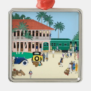 Boca Grande Railroad Depot Julgransprydnad Metall