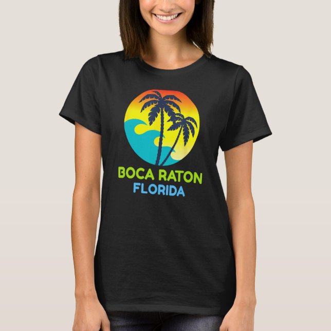 Boca Raton Florida Beach Resa Tropical Retro T Shirt (Framsida)