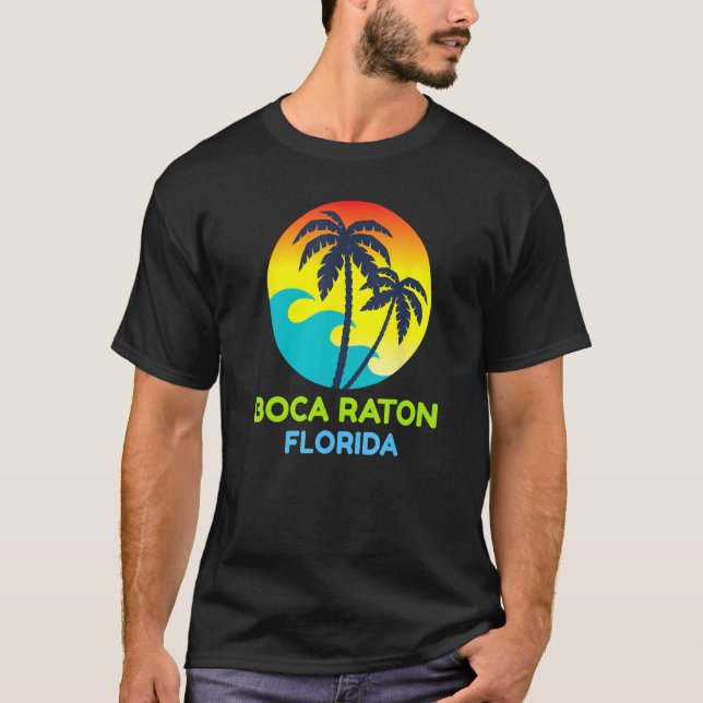 Boca Raton Florida Beach Trip Tropical Retro T Shirt (Framsida)