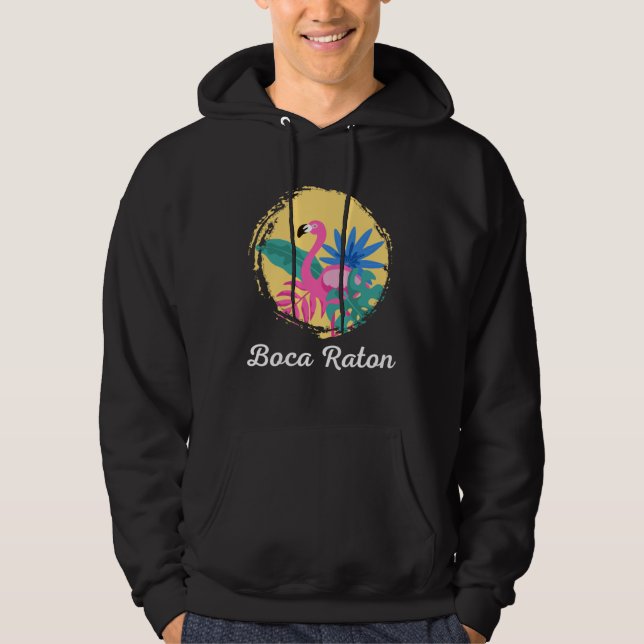 Boca Raton Florida Beach Tropical  Flamingo Hoodie (Framsida)