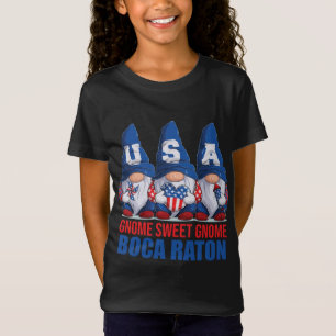 Boca Raton Florida Gnome Sweet Gnome American Flag T Shirt
