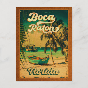 Boca Raton Florida Handflatan Träd Beach Vintage F Vykort