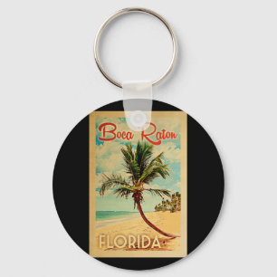 Boca Raton Florida Handflatan Träd Beach Vintage Nyckelring