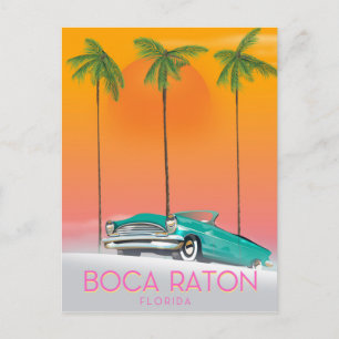 Boca Raton Florida-reseaffisch. Vykort