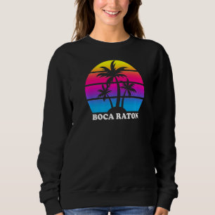 Boca Raton Florida Retro Handflatan Träd Sunset Va T Shirt