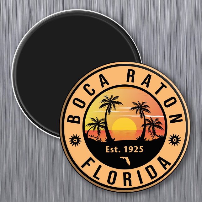 Boca Raton Florida Retro Sunset Beach Souvenirs Magnet (Skapare uppladdad)