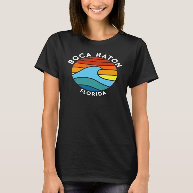 Boca Raton Florida Retro Wave Premium T Shirt (Framsida)