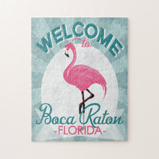 Boca Raton Florida Rosa Flamingo Retro Pussel