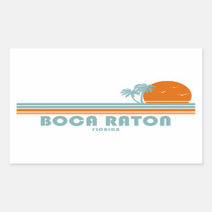 Boca Raton Florida Sol Handflatan Träd Rektangulärt Klistermärke