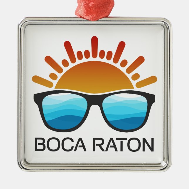 Boca Raton Florida Solglasögon Julgransprydnad Metall (Framsidan)