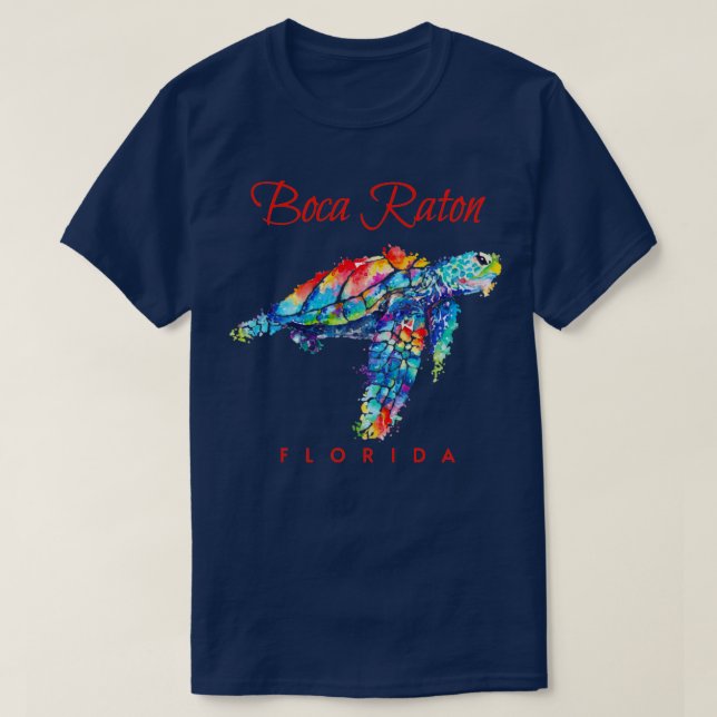 Boca Raton Florida Watercolor Sea Turtle T Shirt (Design framsida)