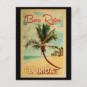 Boca Raton Postcard Florida Handflatan Träd Beach Vykort