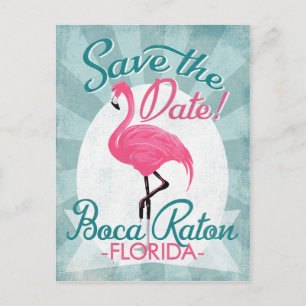 Boca Raton Save Date Rosa Flamingo Meddelande Vykort