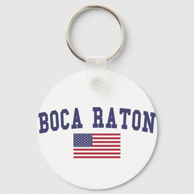 Boca Raton US Flagga Nyckelring (Framsida)