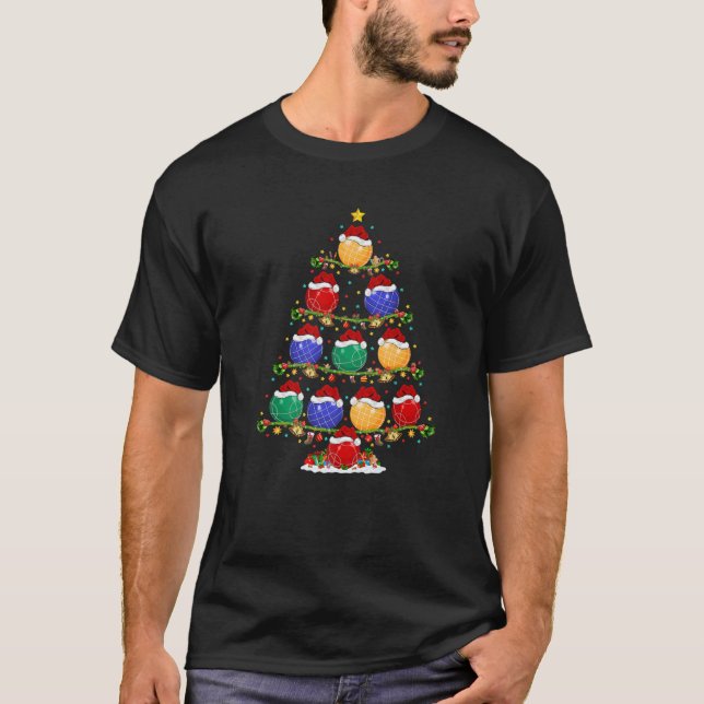 Bocce Älskare Julafton Lighting Santa Bocce jul Tr T Shirt (Framsida)