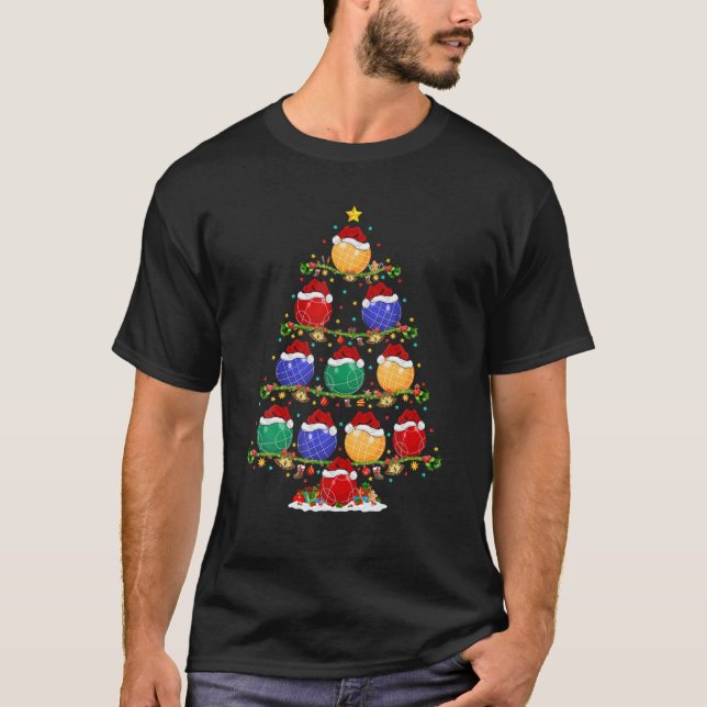 Bocce Älskare Julafton Lighting Santa Bocce jul Tr T Shirt (Framsida)