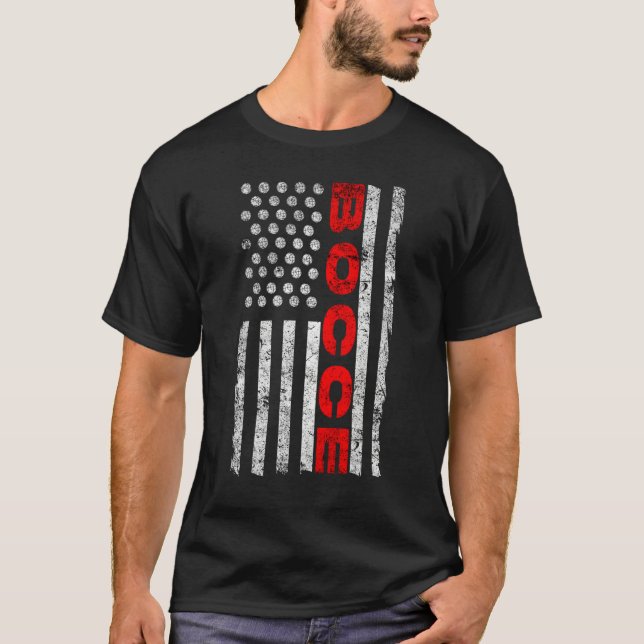 Bocce Ball Player USA Flag Patriotic 1 T Shirt (Framsida)