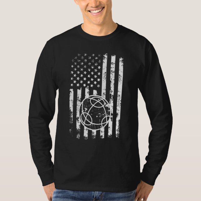 Bocce Ball Player USA Flag Patriotic 3 T Shirt (Framsida)