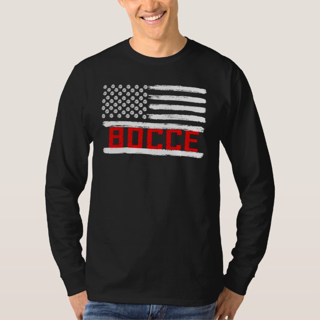 Bocce Ball Player USA Flag Patriotic T Shirt (Framsida)
